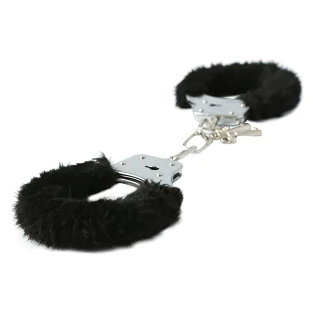 Sex & mischief - 3 piece intro to s&m kit - Product top view, focus on handcuffs  | Flirtybay.com.au